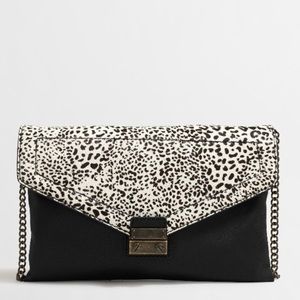 J Crew Black and White Calf Hair Clutch / Purse